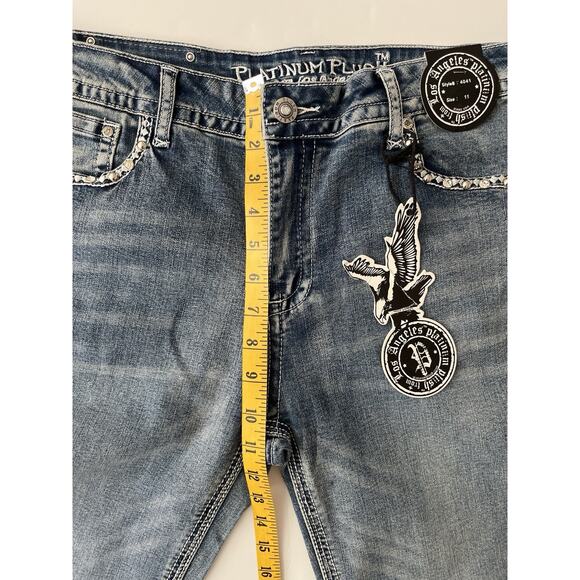 Platinum Plush Bootcut Jeans Women 11 Angel Wings Rhinestone Style 4041 Western - Picture 11 of 11